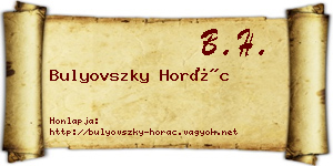 Bulyovszky Horác névjegykártya